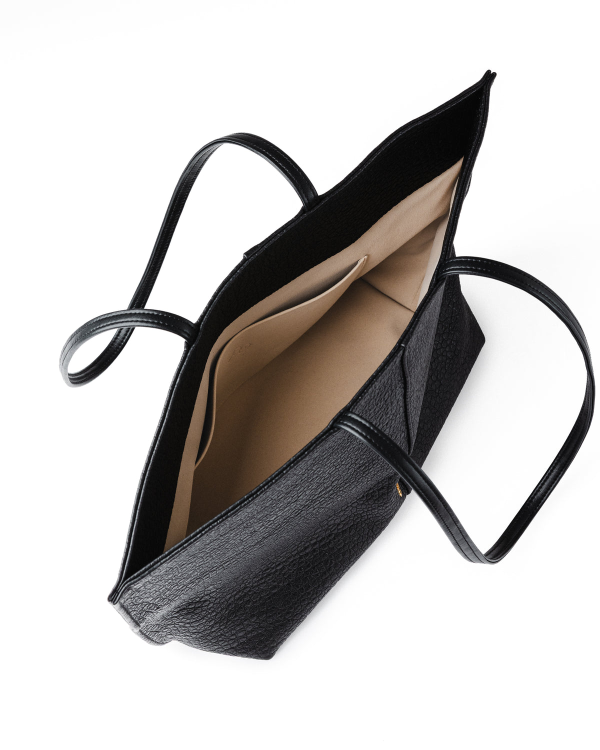 Jane Tote Bag in Black Elephant — top view with the lining
