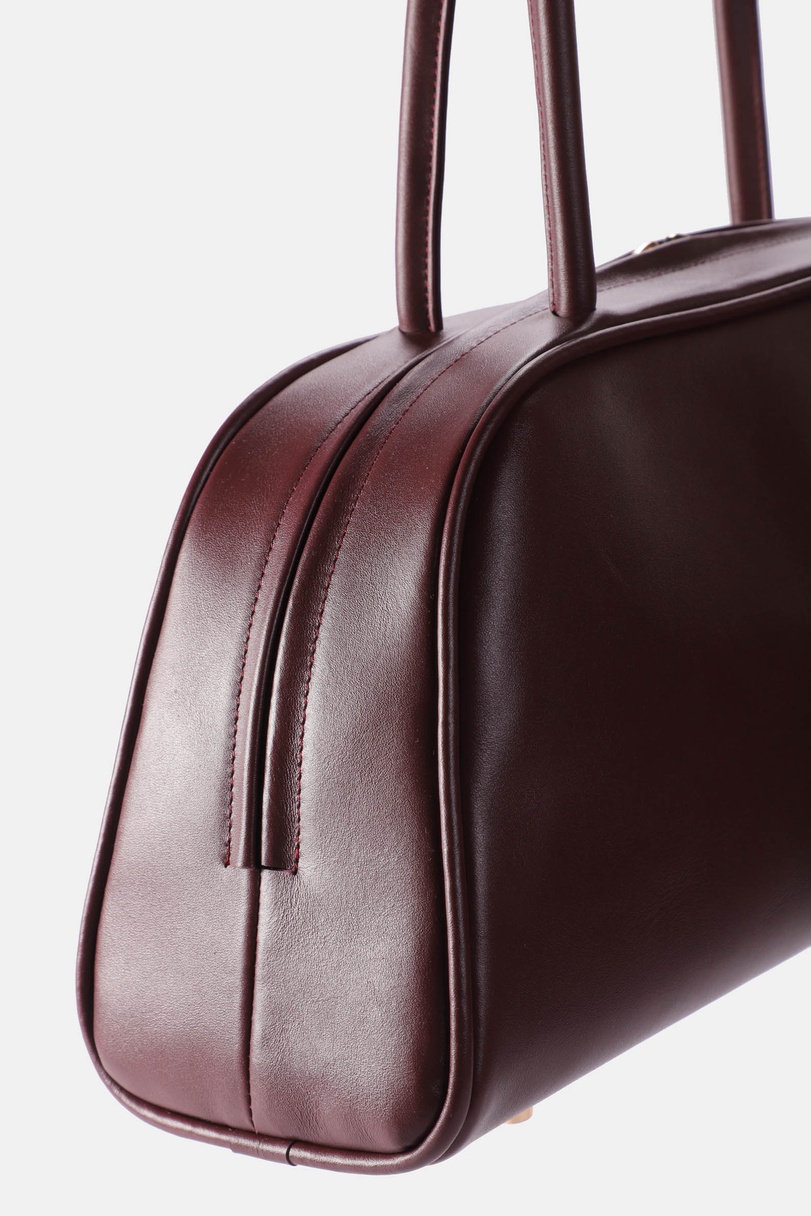 Poelle Atelier brown leather east-west horizontal bags with double handles and sleek design