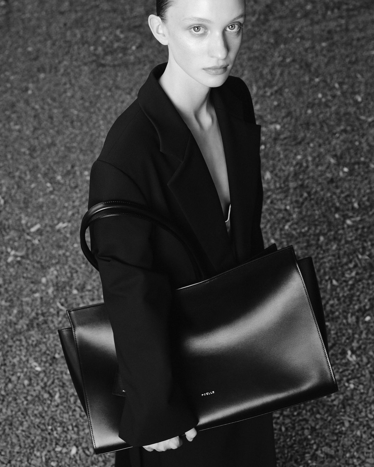 Large Carolyn Tote Bag in Black — L'Art de Vivre campaign