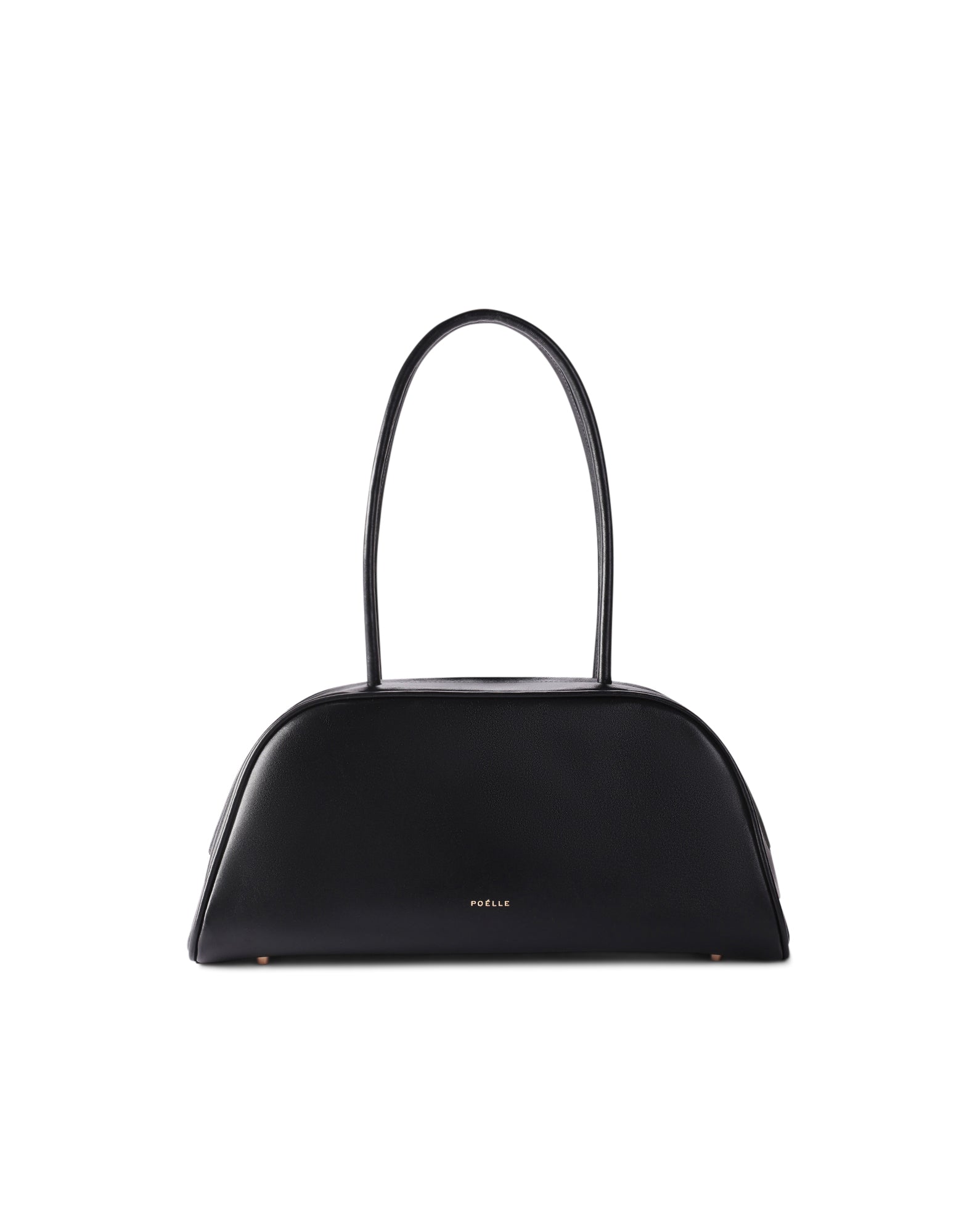 Black Poelle Atelier east-west horizontal bags with curved shape and single long strap