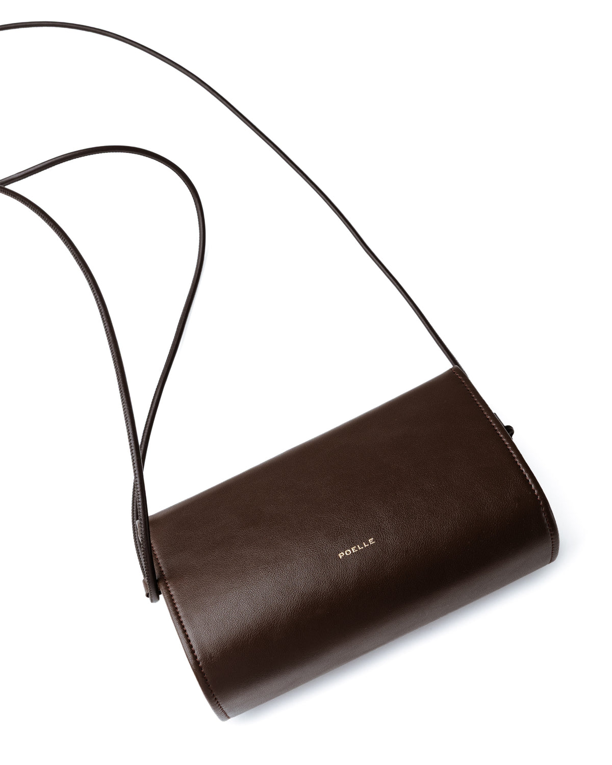 Sophie Bag Medium in Brown — flap and strap close-up