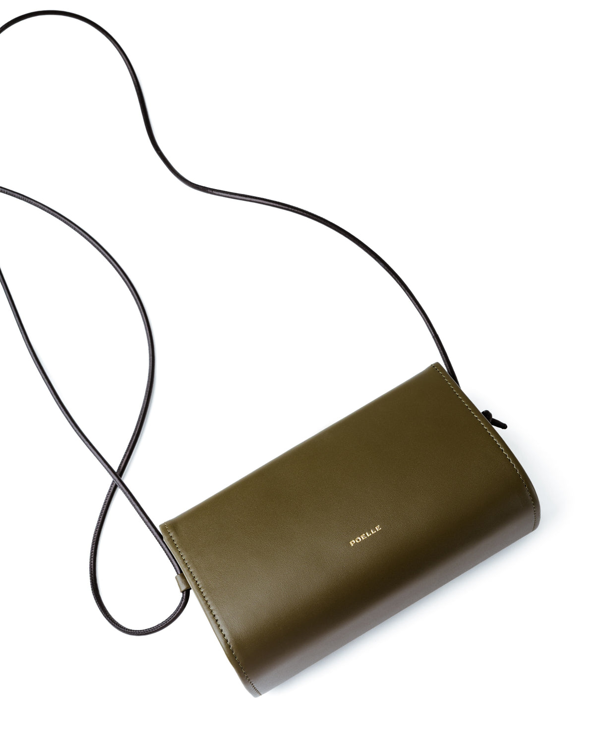 Sophie Bag Medium in Olive — flap and strap close-up