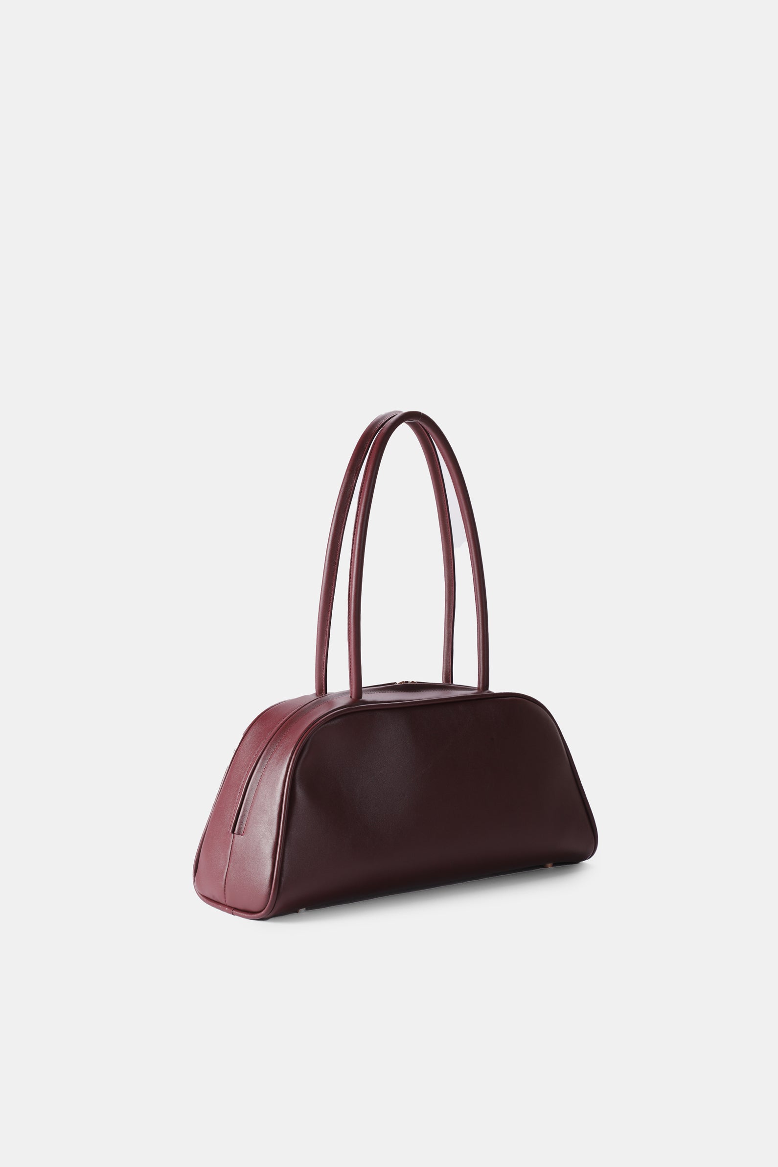 Poelle Atelier burgundy leather east-west horizontal bags with double shoulder straps