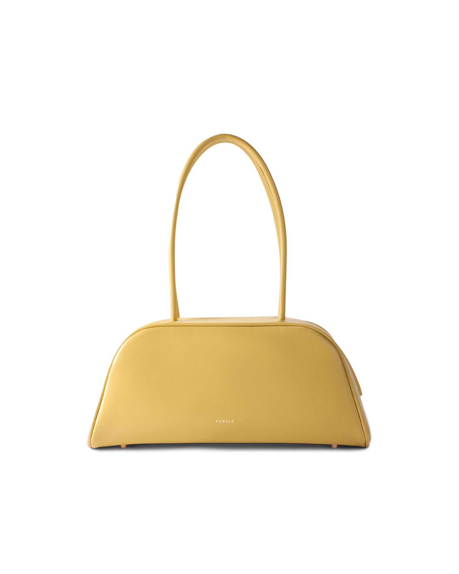 Poelle Atelier stylish yellow east west horizontal bags with a sleek curved design and long shoulder strap