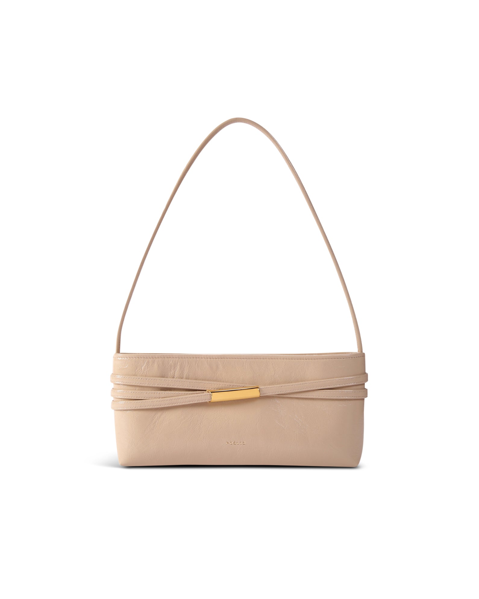 Poelle Atelier milky leather shoulder bag with a sleek design and gold-tone accent